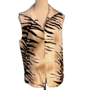 Diane Gilman silk zebra animal print vest Size M/L